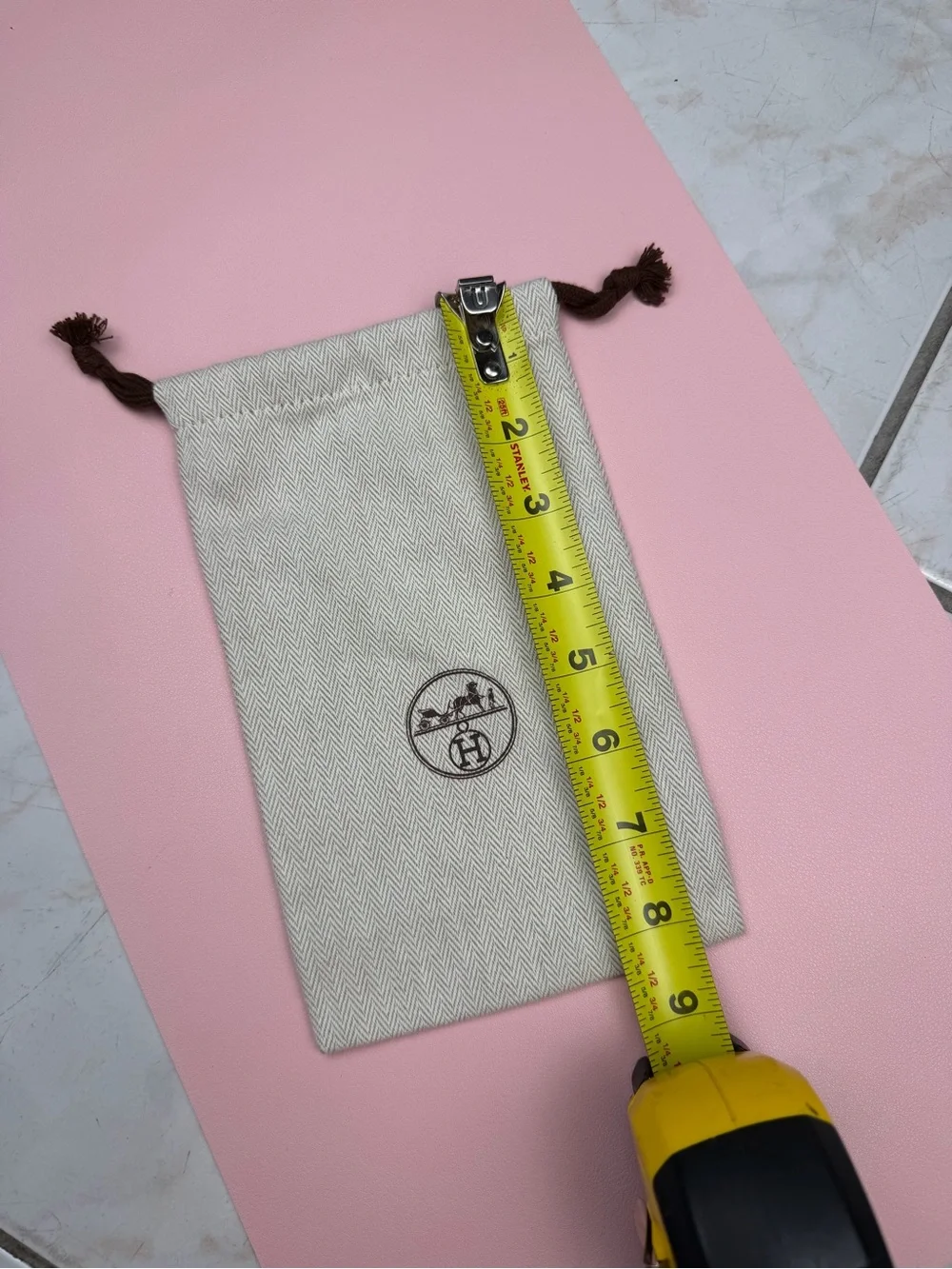 Hermes Beige Drawstring Dust Bag with Brown Cord